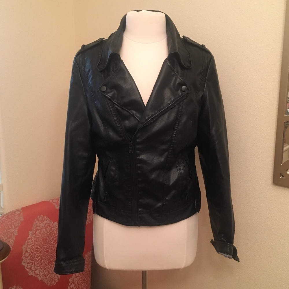 Anthropologie JKT vegan leather moto jacket